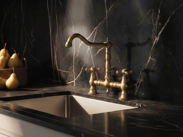 Aquanello Heritage Ascot Klassieke Keuken Nostalgische Brug Keukenkraan Brons met Kruishendels BN-0011-HM
