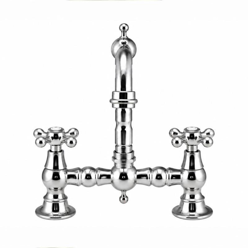 Aquanello Heritage Ascot Klassieke Keuken Nostalgische Brug Keukenkraan Chroom met Kruishendels CR-0011-HM