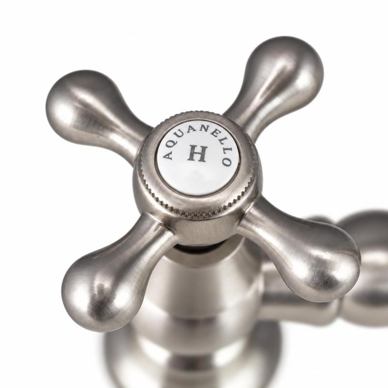 Aquanello Heritage Ascot Klassieke Keuken Nostalgische Brug Keukenkraan RVS met Kruishendels NB-0011-HM