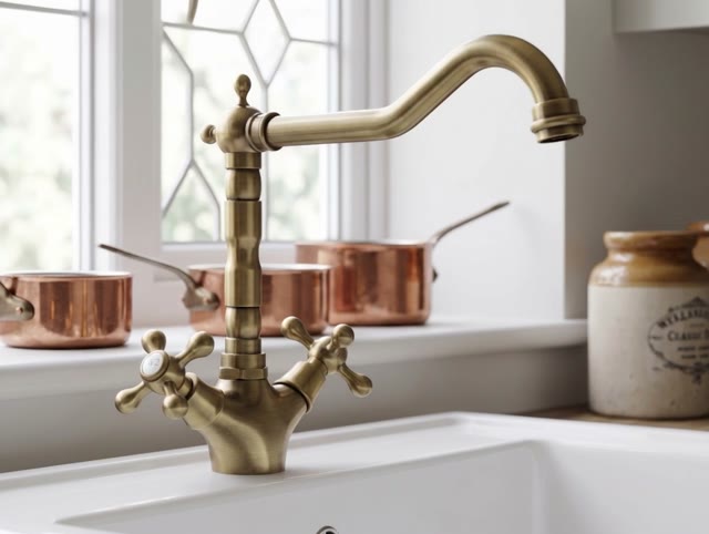 Aquanello Heritage Ascot Klassieke Keuken Nostalgische Keukenkraan Brons met Haakse Uitloop BN-4002-HA