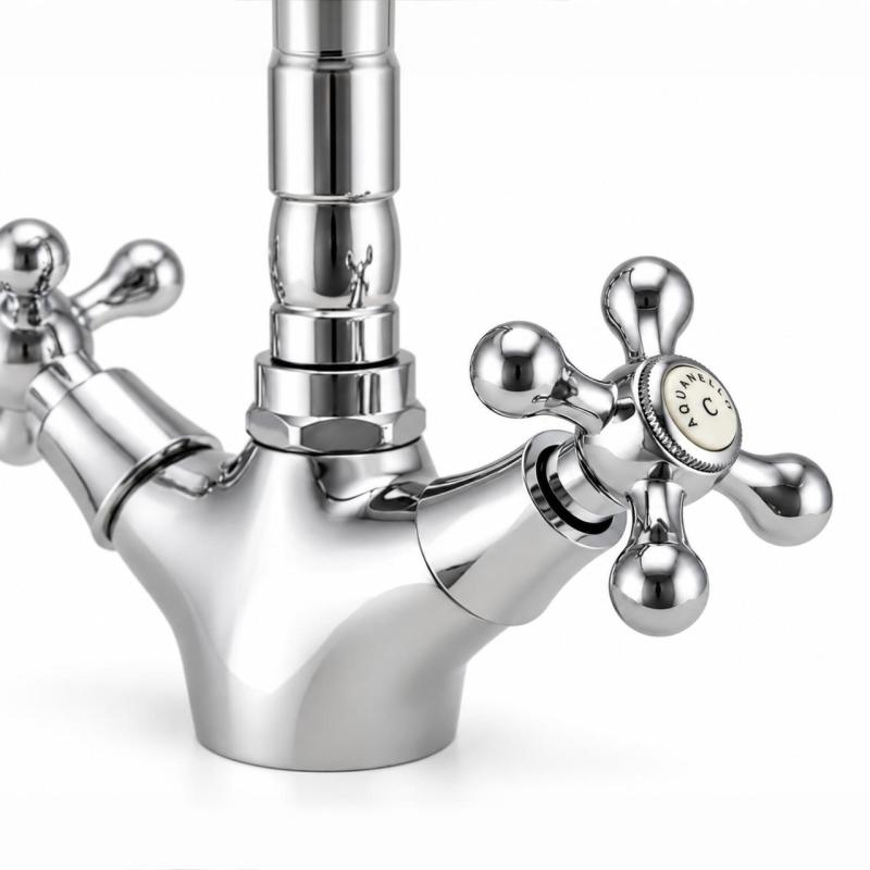 Aquanello Heritage Ascot Klassieke Keuken Nostalgische Keukenkraan Chroom met Haakse Uitloоp CR-4002-HA