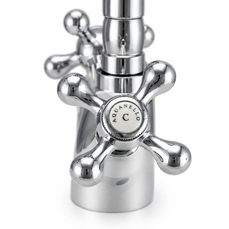 Aquanello Heritage Ascot Klassieke Keuken Nostalgische Keukenkraan Chroom met Haakse Uitloоp CR-4002-HA