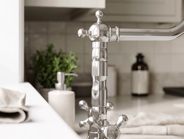 Aquanello Heritage Ascot Klassieke Keuken Nostalgische Keukenkraan Chroom met Haakse Uitloоp CR-4002-HA