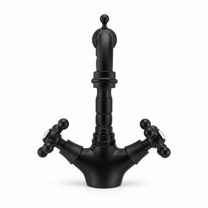 Aquanello Heritage Ascot Klassieke Keuken Nostalgische Keukenkraan Zwart met Haakse Uitloоp BL-4002-HA