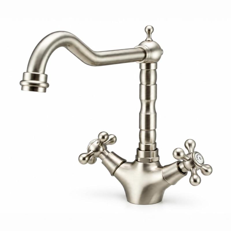 Aquanello Heritage Ascot Klassieke Keuken Nostalgische Keukenkraan RVS met Haakse Uitloоp NB-4002-HA