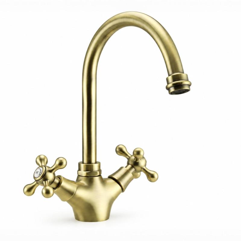 Aquanello Heritage Ascot Klassieke Keuken Nostalgische Keukenkraan Brons met Ronde Uitlop BN-4003-HA