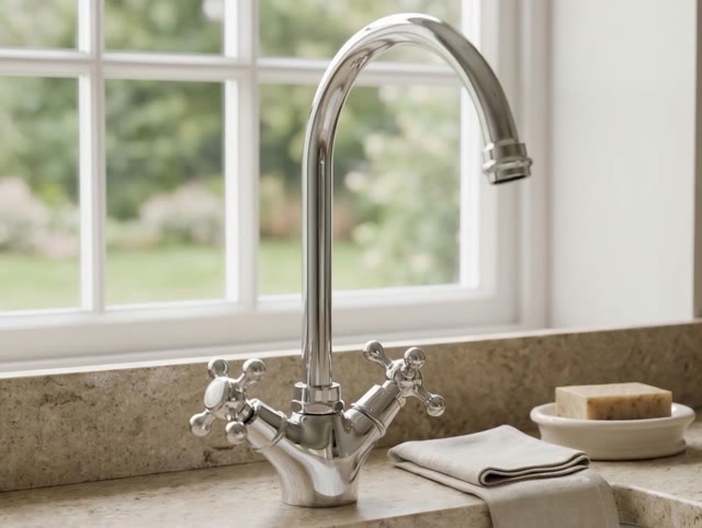 Aquanello Heritage Ascot Klassieke Keuken Nostalgische Keukenkraan Chroom met Ronde Uitloop CR-4003-HA