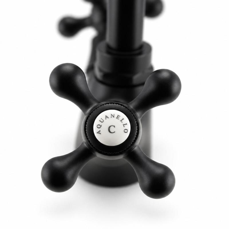 Aquanello Heritage Ascot Klassieke Keuken Nostalgische Keukenkraan Zwart met Ronde Uitlop BL-4003-HA