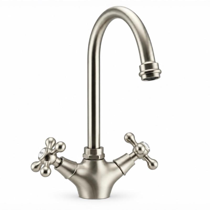 Aquanello Heritage Ascot Klassieke Keuken Nostalgische Keukenkraan RVS met Ronde Uitlop NB-4003-HA