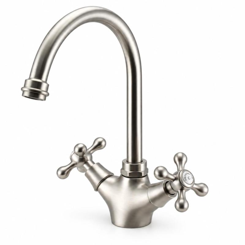 Aquanello Heritage Ascot Klassieke Keuken Nostalgische Keukenkraan RVS met Ronde Uitlop NB-4003-HA