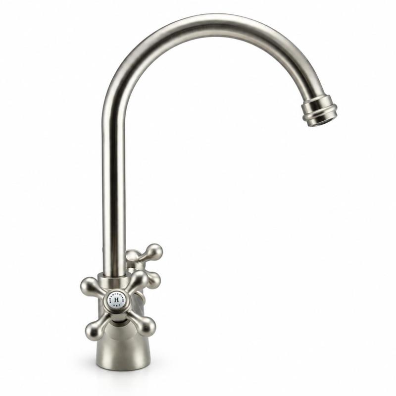 Aquanello Heritage Ascot Klassieke Keuken Nostalgische Keukenkraan RVS met Ronde Uitlop NB-4003-HA