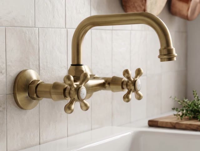 Aquanello Heritage Ascot Klassieke Keuken Muurkraan Boven Uitloop Brons BN-4110-HA