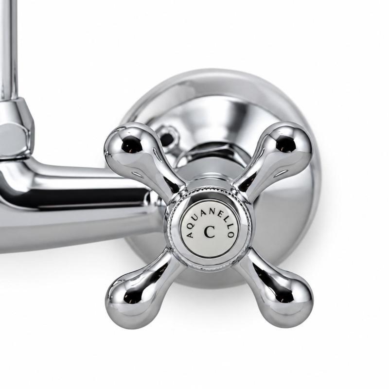 Aquanello Heritage Ascot Klassieke Keuken Muurkraan Boven Uitloop Chroom CR-4110-HA