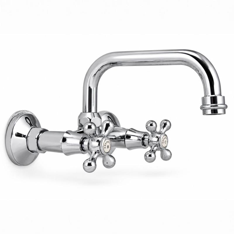 Aquanello Heritage Ascot Klassieke Keuken Muurkraan Boven Uitloop Chroom CR-4110-HA
