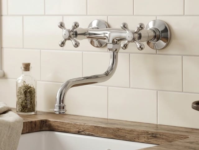 Aquanello Heritage Ascot Klassieke Keuken Muurkraan Chroom CR-4111-HA