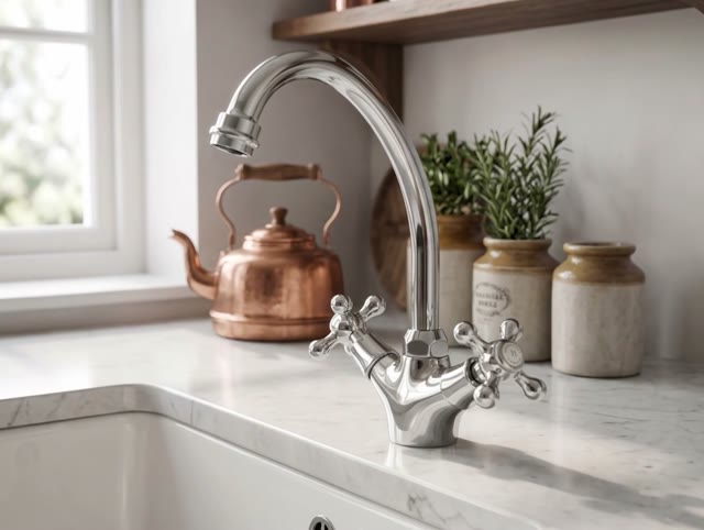 Aquanello Heritage Ascot Klassieke Keuken Nostalgische Keukenkraan Chroom CR-4004-HA