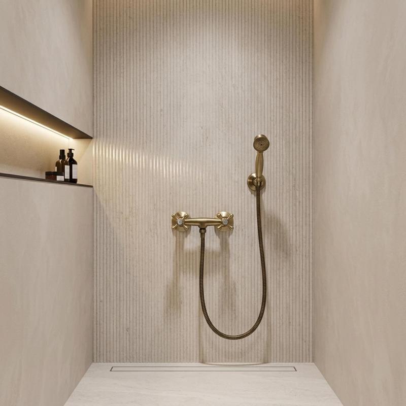 Aquanello Heritage Ascot Klassieke Opbouw Douchekraanset met Sterknoppen Brons inclusief Handdouche BN-2002-HA