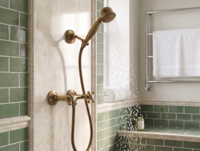 Aquanello Heritage Ascot Klassieke Opbouw Douchekraanset met Sterknoppen Brons inclusief Handdouche BN-2002-HA