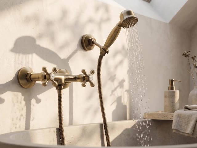 Aquanello Heritage Ascot Klassieke Opbouw Douchekraanset met Sterknoppen Brons inclusief Handdouche BN-2002-HA