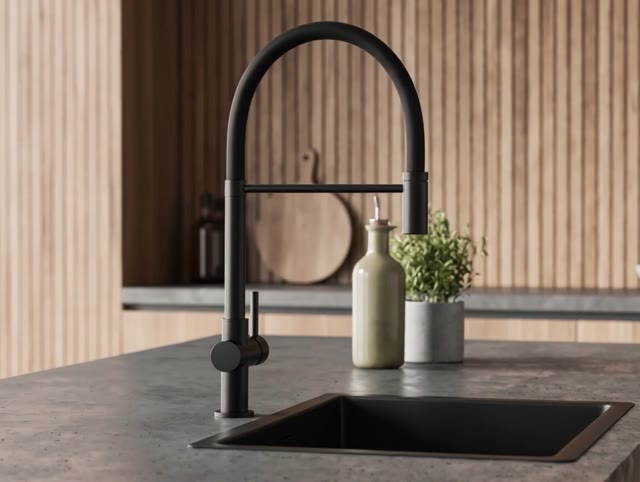 Aquanello Gastro Keukenmengkraan met Flexibele Uitloop Zwart BL-4400-GT