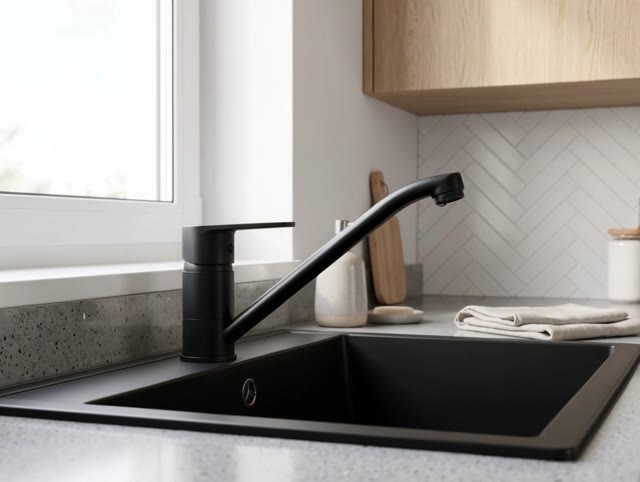 Aquanello Casa Lage Eenhendel Keukenkraan Zwart BL-1203-CS