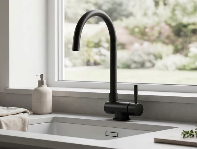 Aquanello Forma RVS Neerklapbare Venster Keukenkraan Zwart BL-1012-FM