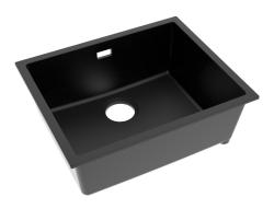 Pure.Sink Eternal Quartz Zwarte Spoelbak 50x40 cm Vlakinbouw en Onderbouw PEG5040F-31