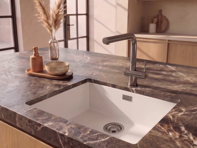 Pure.Sink Eternal Quartz Witte Spoelbak 50x40 cm Onderbouw en Opbouw met Gun metal plug