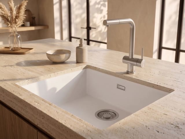 Pure.Sink Eternal Quartz Witte Spoelbak 50x40 cm Vlakinbouw en Onderbouw met RVS plug