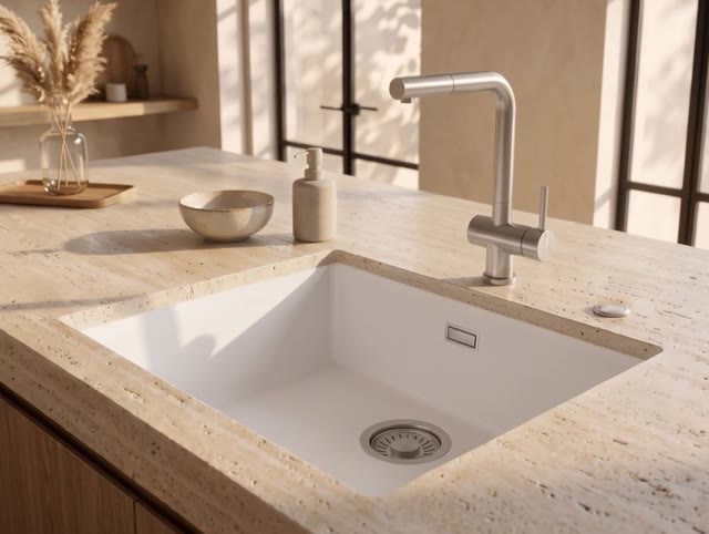 Pure.Sink Eternal Quartz Witte Spoelbak 50x40 cm Vlakinbouw en Onderbouw met Automatische RVS plug