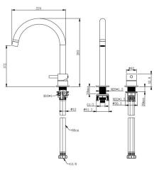 Aquanello Eterna 2-gats Wastafelkraan volledig RVS ET1200-02
