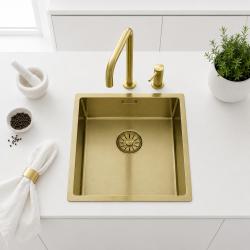 Pure.Sink Comfort Zlatý drez s PVD povrchovou úpravou, rozmery 34 x 40 cm, na montáž pod dosku, do dosky a na dosku, PCM3440-60