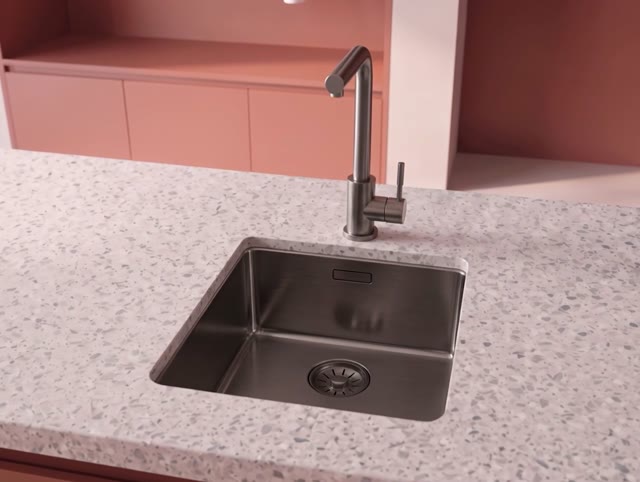 Pure.Sink Comfort PVD Gun Metal spoelbak 34x40 cm onderbouw, vlakbouw en opbouw PCM3440-61