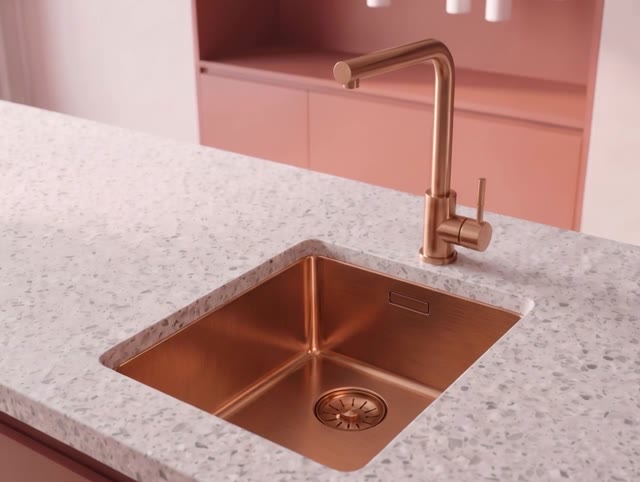 Pure.Sink Comfort PVD Rosé Koper spoelbak 34x40 cm onderbouw, vlakbouw en opbouw PCM3440-62