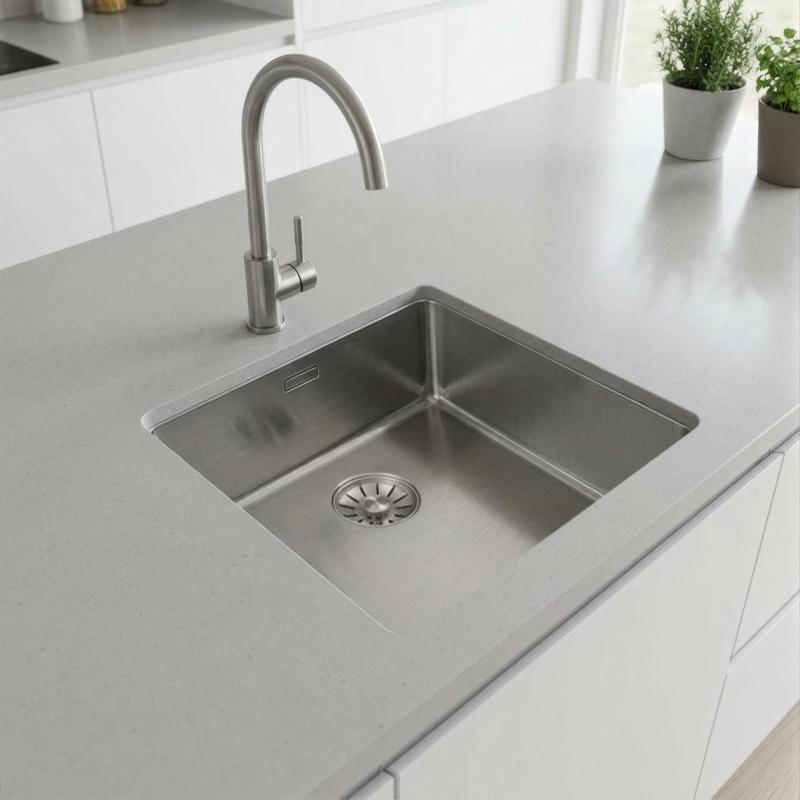 Pure.Sink Comfort RVS spoelbak 40x40 cm 10mm radius onderbouw, vlakbouw en opbouw PCM4040-02