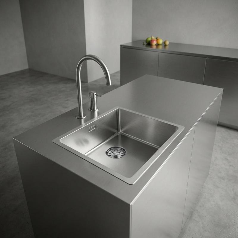 Pure.Sink Comfort RVS spoelbak 40x40 cm 10mm radius onderbouw, vlakbouw en opbouw PCM4040-02
