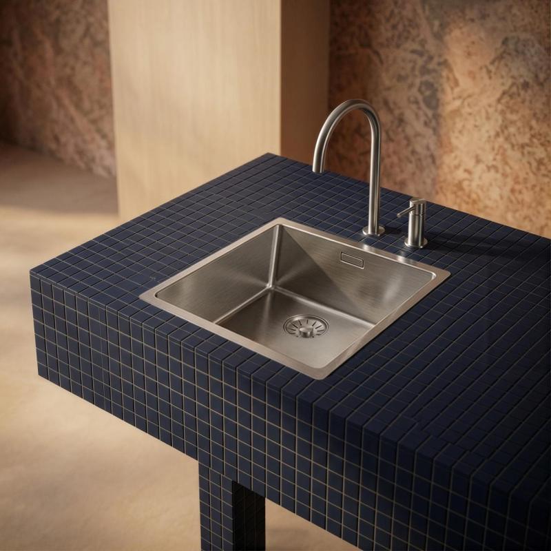Pure.Sink Comfort RVS spoelbak 40x40 cm 10mm radius onderbouw, vlakbouw en opbouw PCM4040-02