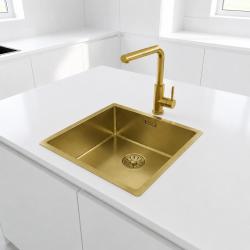 Pure.Sink Comfort PVD златна мивка 40x40 см, радиус 10 мм, за вграждане, за вграждане в плот и за монтаж върху плот PCM4040-60