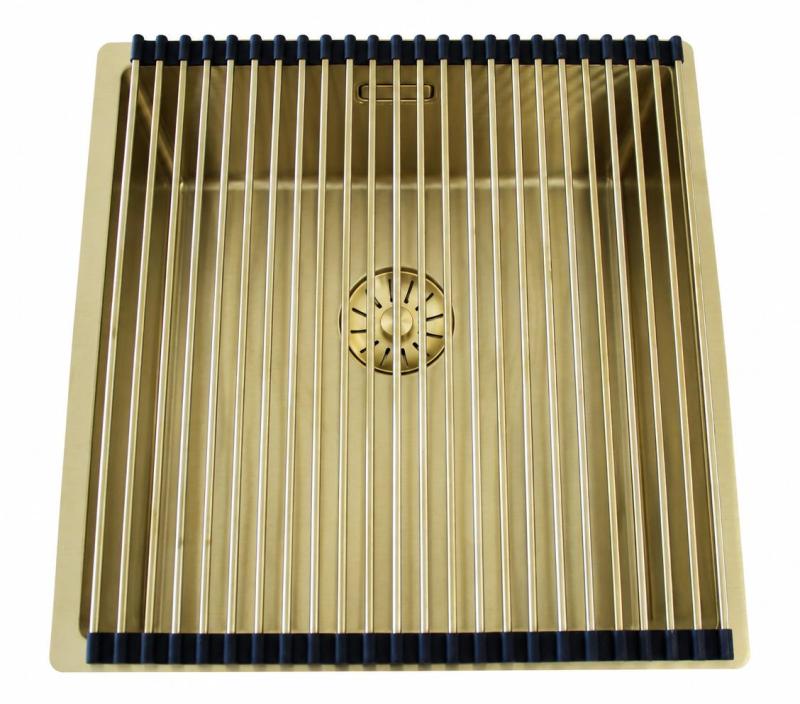 Pure.Sink Comfort PVD Gouden spoelbak 40x40 cm 10mm radius onderbouw, vlakbouw en opbouw PCM4040-60