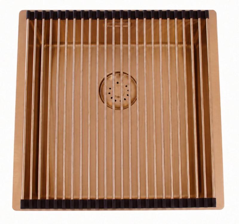 Pure.Sink Comfort PVD Rosé Koper spoelbak 40x40 cm 10mm radius onderbouw, vlakbouw en opbouw PCM4040-62