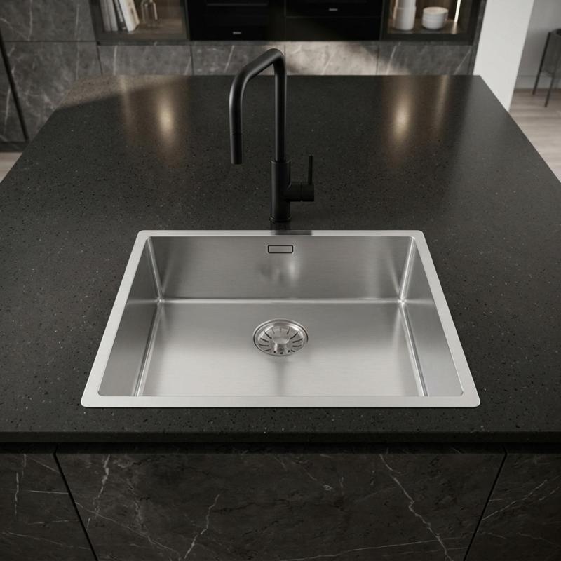 Pure.Sink Comfort RVS spoelbak 50x40 cm 10mm radius onderbouw, vlakbouw en opbouw PCM5040-02