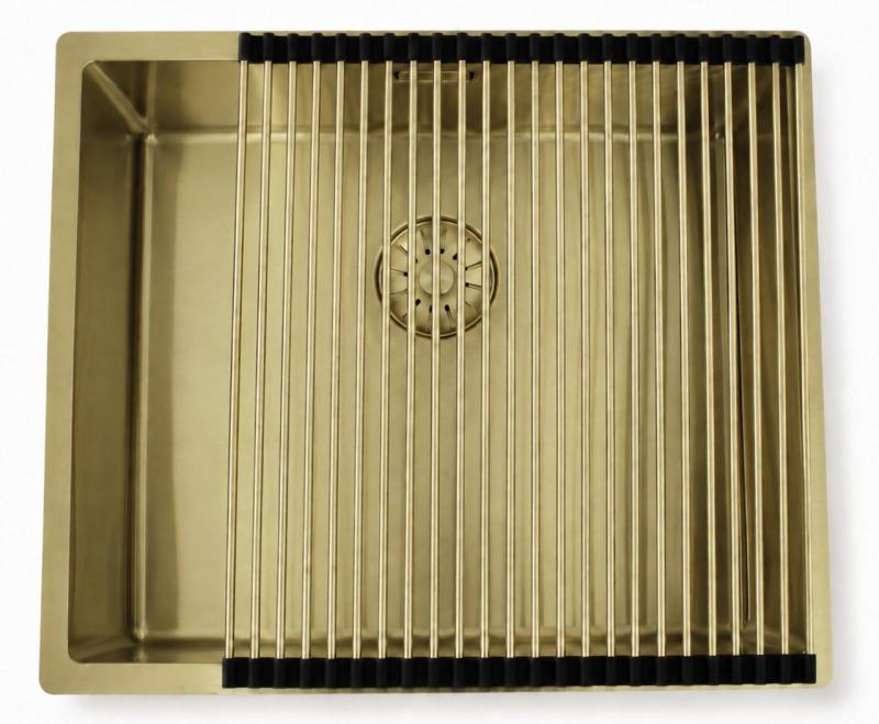 Pure.Sink Comfort PVD Gouden spoelbak 50x40 cm 10mm radius onderbouw, vlakbouw en opbouw PCM5040-60