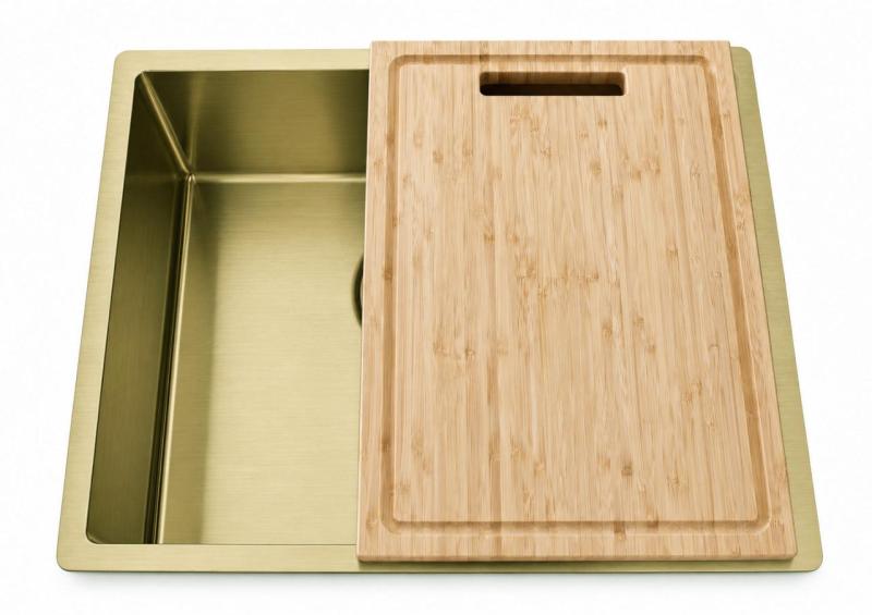 Pure.Sink Comfort PVD Gouden spoelbak 50x40 cm 10mm radius onderbouw, vlakbouw en opbouw PCM5040-60