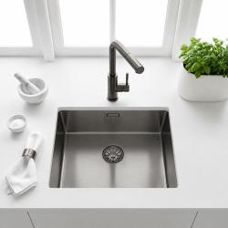 Pure.Sink Comfort Drez s povrchovou úpravou PVD v odtieni Gun Metal, rozmery 50 x 40 cm, polomer 10 mm, pre montáž pod dosku, do dosky a na dosku, PCM5040-61