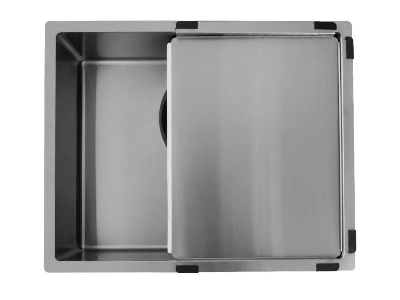 Pure.Sink Comfort PVD Gun metal spoelbak 50x40 cm 10mm radius onderbouw, vlakbouw en opbouw PCM5040-61