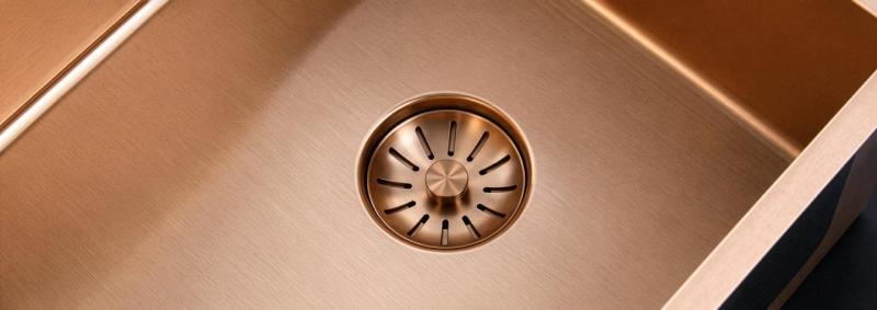 Pure.Sink Comfort PVD Rosé Koper spoelbak 50x40 cm 10mm radius onderbouw, vlakbouw en opbouw PCM5040-62