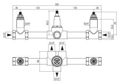 Intern deel voor inbouw doucheset 1/2" met 3 weg omsteller 1208972884