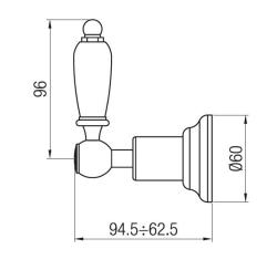 PB klassieke inbouw stopkraan afbouwdeel 1/2" met witte hendel chroom 1208972885