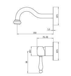 PB nostalgische afbouwset voor inbouw wastafelmengkraan met vintage uitloop 21 cm RVS 1208972920