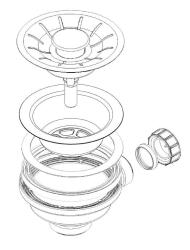 Pure.Sink Universal 3½" PLUS open korfplug zonder overloop